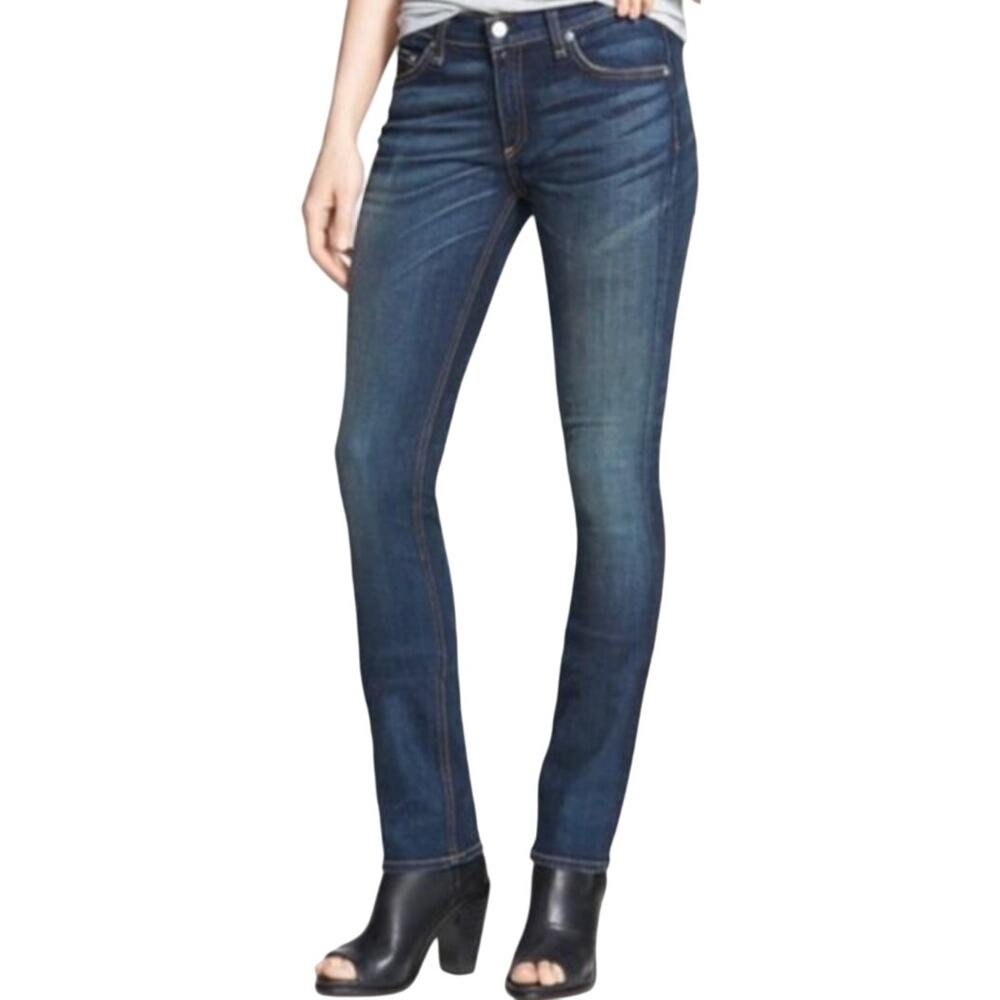 Rag & Bone Cigarette Skinny Jeans Mid Rise Cotton Stretch Hampstead Blue 26